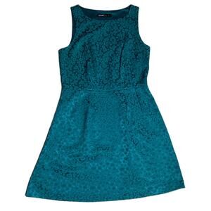 Kensie Sleeveless Teal Leopard Print Flared Mini Cocktail Dress